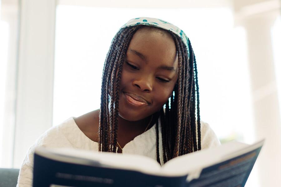 an english major reading a book